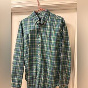 Ralph Lauren Blue and Green Plaid Button-Down Shirt